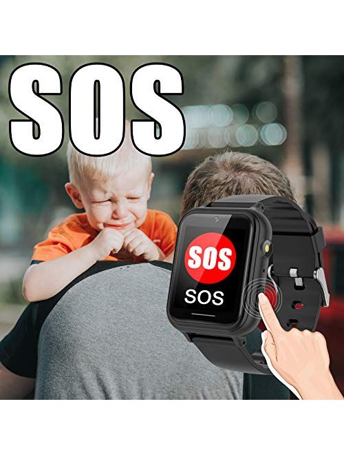 PTHTECHUS Smart Watch for Kids - Boys Girls Smartwatch with 2 Way Phone Need 2G SIM to Call SOS Games Music MP3 Player HD Selfie Camera Calculator Alarm Timer 12/24 Hours