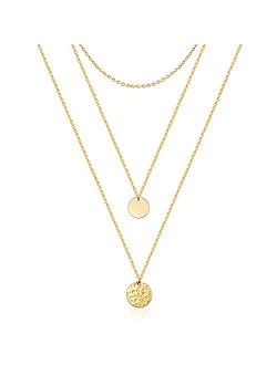 Ldurian Dainty Circle Karma Choker Necklace 14K Real Gold Plated Delicate Circle Necklace for Women