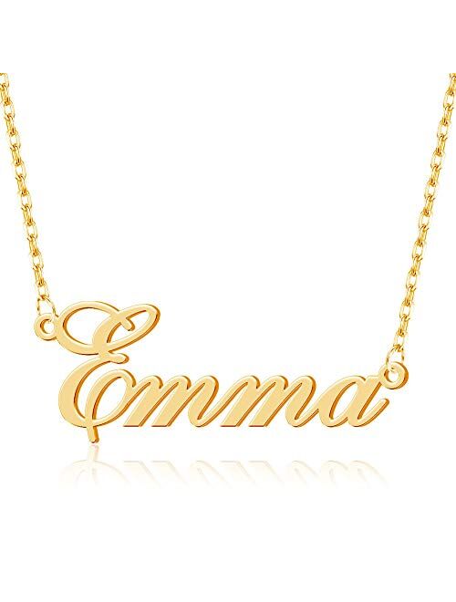Shinelady Custom Name Necklace with Heart Personalized 18K Gold Plated Name Necklace with Birthstone Customized Necklace Gift for Women