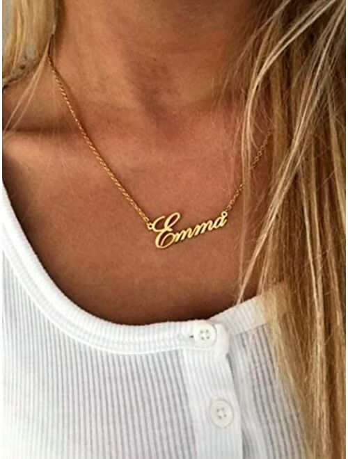 Shinelady Custom Name Necklace with Heart Personalized 18K Gold Plated Name Necklace with Birthstone Customized Necklace Gift for Women