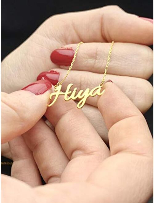 Shinelady Custom Name Necklace with Heart Personalized 18K Gold Plated Name Necklace with Birthstone Customized Necklace Gift for Women