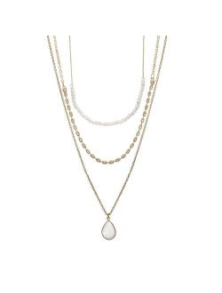 LC Lauren Conrad Layered Chain and Beads Pendant Necklace