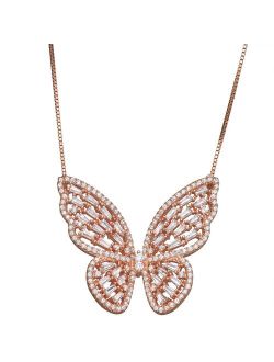 Designs by Gioelli Sterling Silver Cubic Zirconia Butterfly Necklace