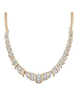 18k Gold Over Silver 1/10 Carat T.W. Diamond Collar Necklace