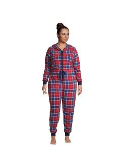 Plus Size Lands' End Fleece Hooded One-Piece Pajamas
