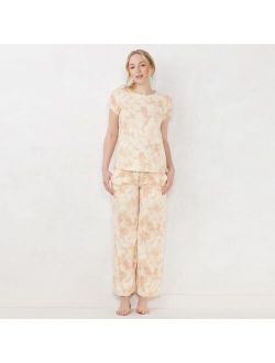 Women's LC Lauren Conrad Easy Organic Cotton Short Sleeve Pajama Top & Pajama Pants Sleep Set