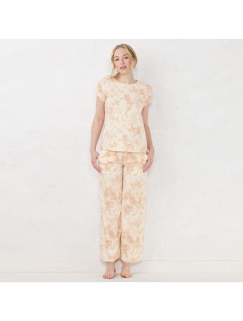 Little Co. by Lauren Conrad Women's LC Lauren Conrad Easy Organic Cotton Short Sleeve Pajama Top & Pajama Pants Sleep Set