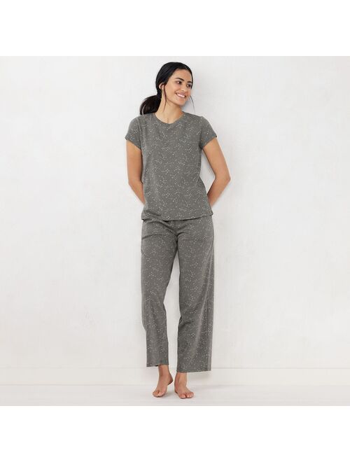 Little Co. by Lauren Conrad Women's LC Lauren Conrad Easy Organic Cotton Short Sleeve Pajama Top & Pajama Pants Sleep Set
