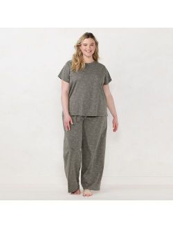 Plus Size LC Lauren Conrad Easy Organic Cotton Short Sleeve Pajama Top & Pajama Pants Sleep Set