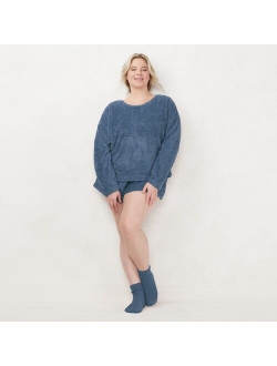 Plus Size LC Lauren Conrad 3-pc. Fleece Pajama Top, Pajama Shorts & Socks Set