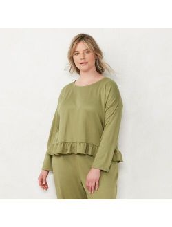 Plus Size LC Lauren Conrad Ruffle-Hem Pajama Top