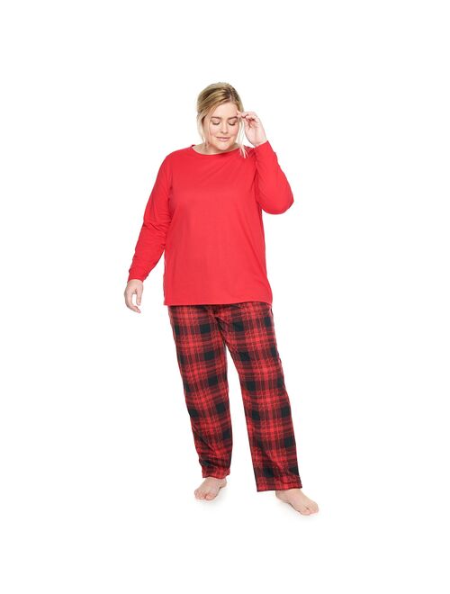 Plus Size Sonoma Goods For Life® Long Sleeve Pajama Top & Microfleece Pajama Pants Set