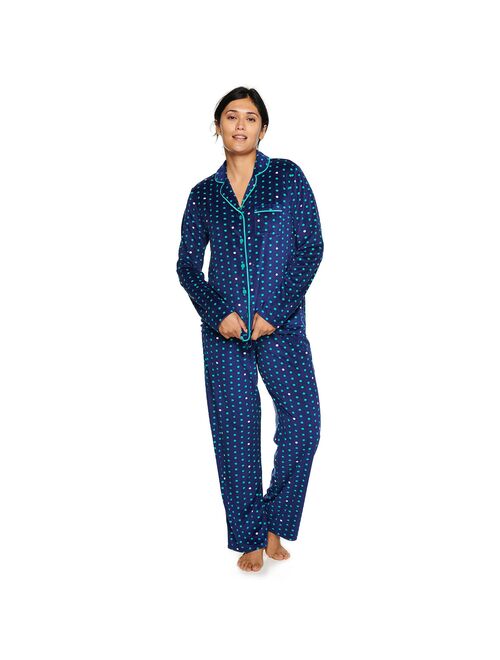 Women's Sonoma Goods For Life® Velour Long Sleeve Pajama Shirt & Pajama Pants Sleep Set