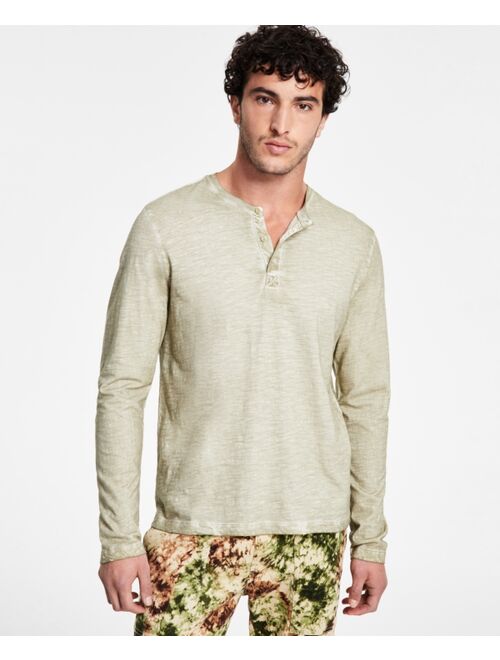 SUN + STONE Men's Long-Sleeve Washed Henley, Created for Macy's