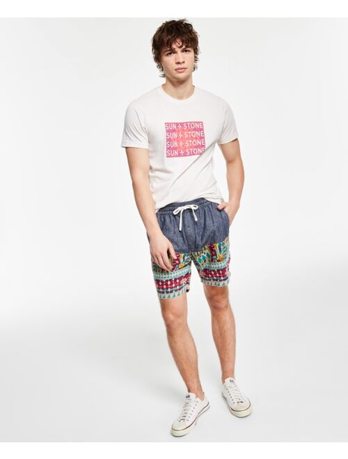 SUN + STONE Men's Colm Regular-Fit Geo-Print Linen Drawstring Shorts, Created for Macy's