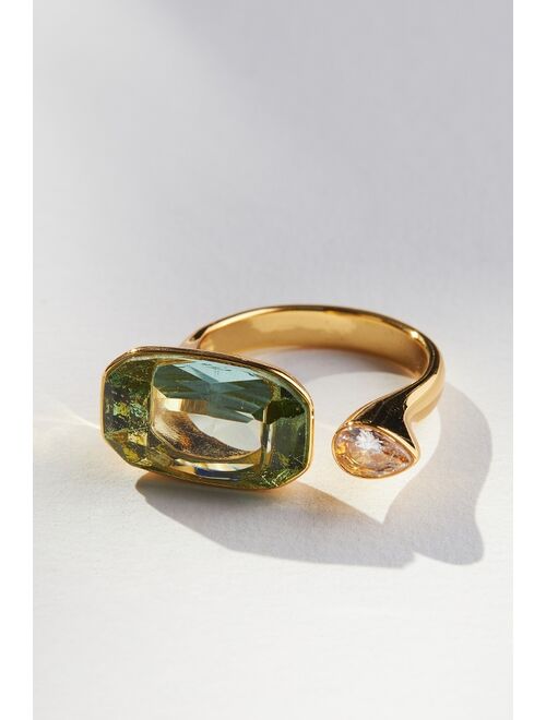 Anthropologie Cubic Zirconia & Glass Cocktail Ring