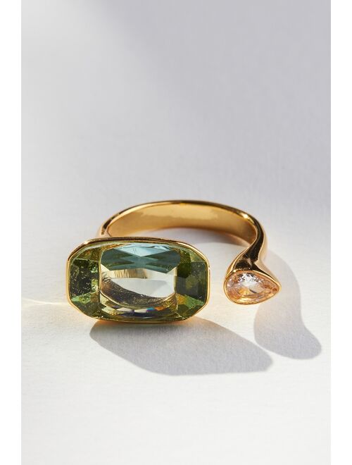 Anthropologie Cubic Zirconia & Glass Cocktail Ring