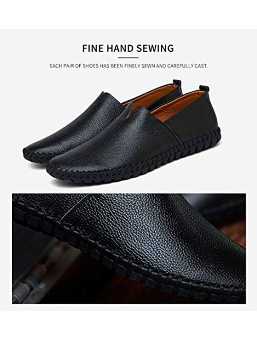 Mitvr Men's Genuine Leather Loafer Shoes Slip On Soft Walking Driving Shoes