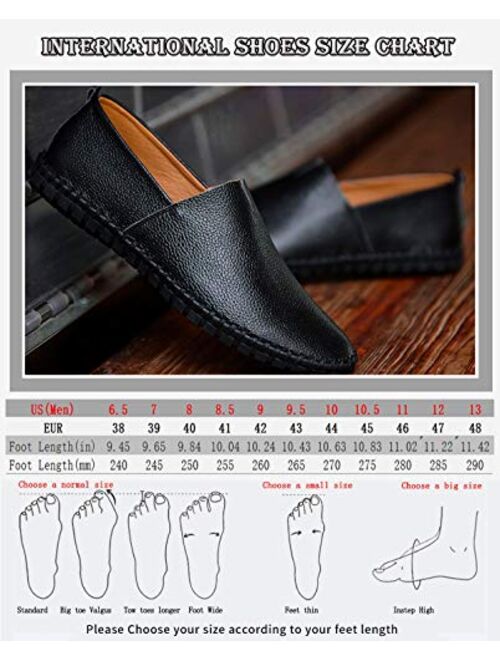 Mitvr Men's Genuine Leather Loafer Shoes Slip On Soft Walking Driving Shoes