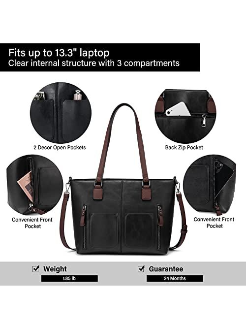 LOVEVOOK Large Shoulder Bag for Women Faux Leather Purse Work Bags with Multi-Pockets Designer Handbag