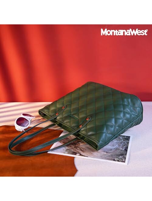 Montana West Quilted Handbag for Women Leather Tote Purse Shoulder Bag Large Fashion Satchel Hobo Purse