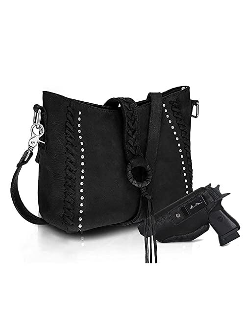 Montana West Genuine Leather Hobo Handbags for Women Concealed Carry Western Shoulder Bag Crossbody Purse