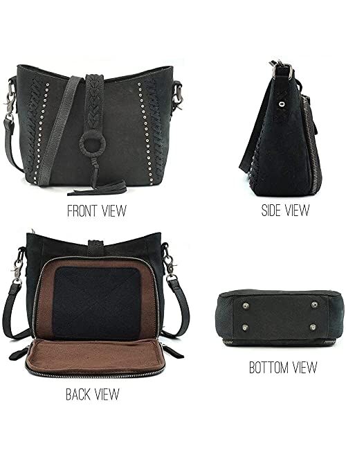 Montana West Genuine Leather Hobo Handbags for Women Concealed Carry Western Shoulder Bag Crossbody Purse