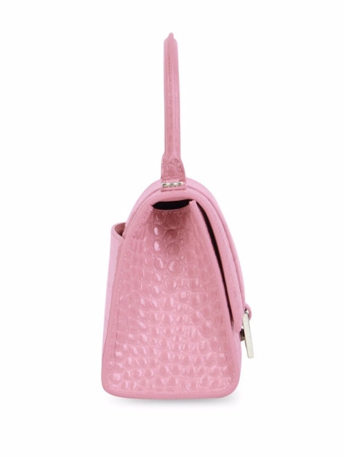 Balenciaga Hourglass pink crocodile-embossed shoulder bag