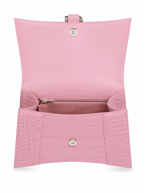 Balenciaga Hourglass pink crocodile-embossed shoulder bag
