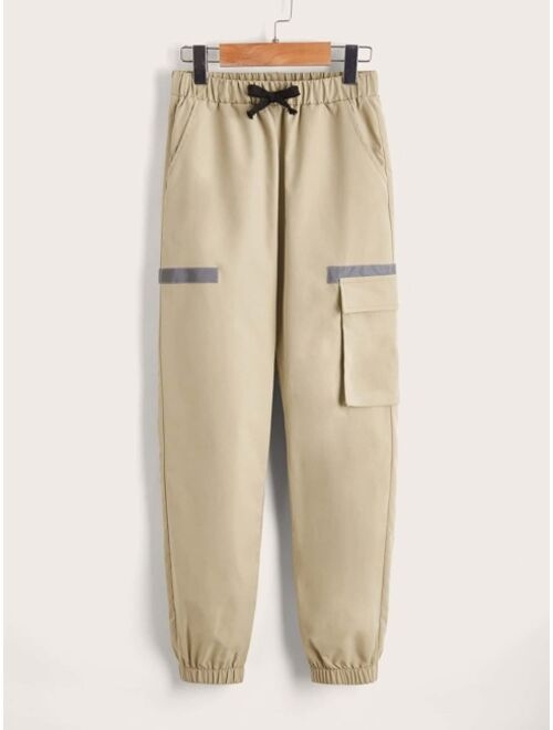 SHEIN Boys Contrast Reflective Panel Cargo Pants