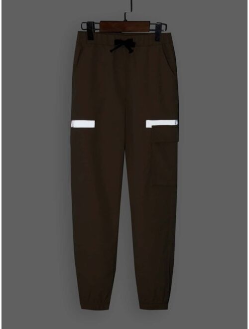 SHEIN Boys Contrast Reflective Panel Cargo Pants