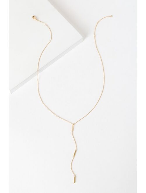 Lulus Brilliant Heart Gold Drop Necklace
