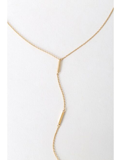 Lulus Brilliant Heart Gold Drop Necklace