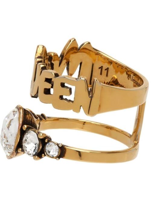 ALEXANDER MCQUEEN Gold Graffiti Stacked Ring