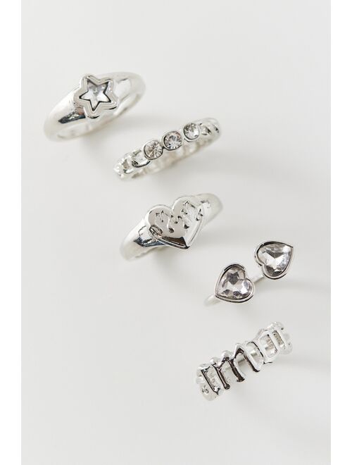 Urban Outfitters Flaming Heart Ring Set