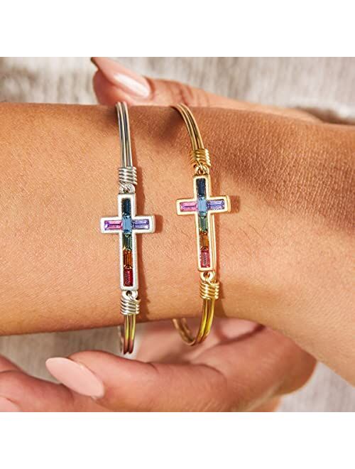 Luca + Danni Baguette Cross Bangle Bracelet in Ombre For Women Made in USA