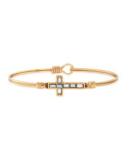 Luca + Danni Baguette Cross Bangle Bracelet in Crystal For Women Made in USA
