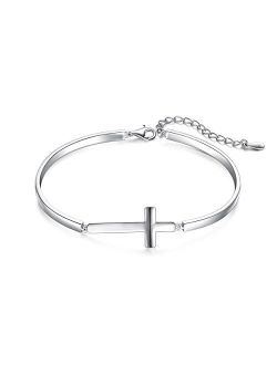 Daochong S925 Sterling Silver snowflake Infinity Cross Adjustable Link Bangle Bracelet for Women
