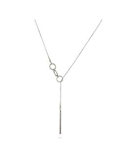 Annika Bella Ltd Handmade Adjustable Dainty Sterling Silver Karma Circle Y Lariat Western Necklace For Women