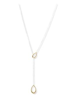 Teardrop Link Lariat Necklace, Two Tone, One Size (JWEL4771)
