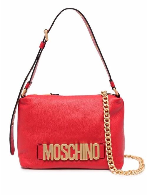 Moschino logo-plaque leather shoulder bag