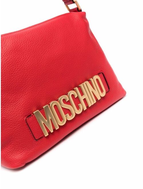 Moschino logo-plaque leather shoulder bag