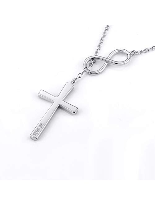 Sariel 925 Sterling Silver Faith Hope Love Cross Pendant Necklace for Women Teen Girls Christian Birthday Christmas Jewelry Gift