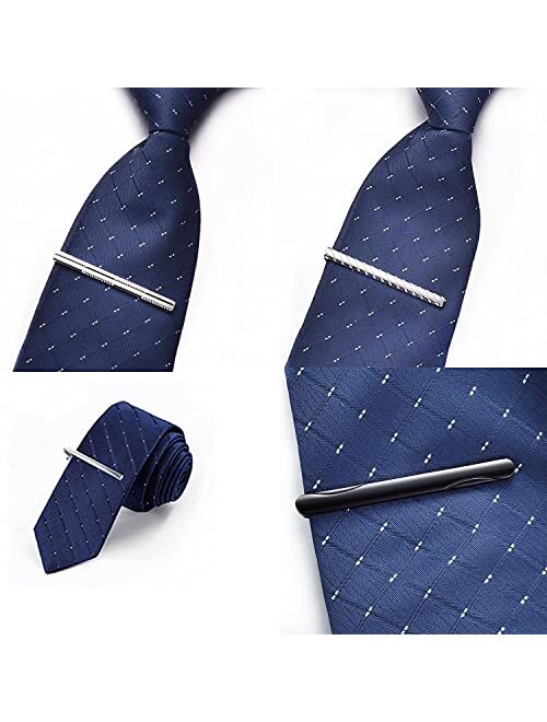 RunootPR Tie Clips for Men, 4Pcs Tie Clip Set for Regular Ties Necktie Tie Bar Pinch Clips Suitable for Wedding Anniversary Business and Daily Life