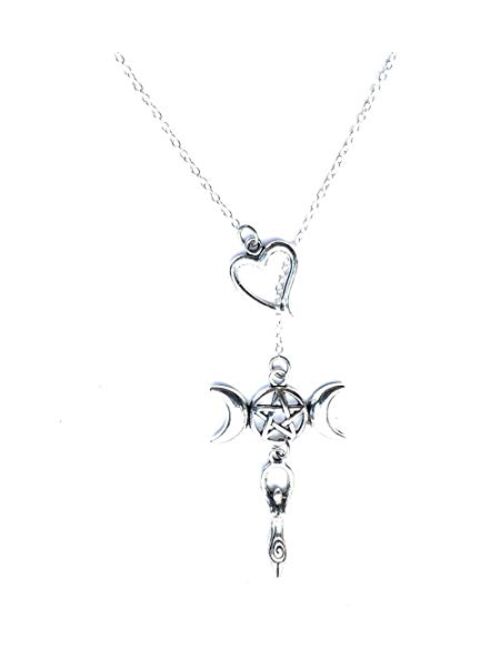 Generic I Heart Triple Moon Goddess Silver Lariat Y Necklace.