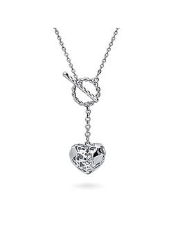 Base Metal Cubic Zirconia CZ Heart Open Circle Toggle Anniversary Fashion Lariat Necklace SKU#n1660