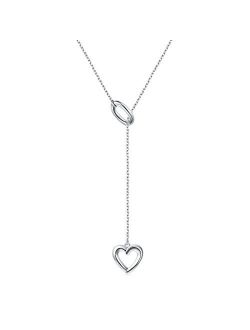 Yearace Long Necklace 925 Sterling Silver Adjustable Y Shaped Lariat Chain Necklace for Women Teen Girls