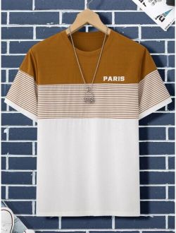 Men Letter Striped Tee