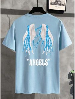 Men Wings And Letter Graphic Tee