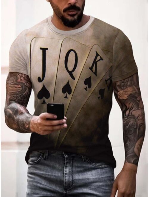 Shein Men Playing Card Print Tee